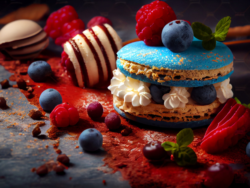 Сладкий аппетитный десерт на столе с ягодами