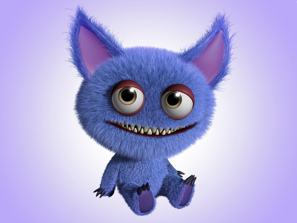 Мохнатый синий монстр с большими ушами