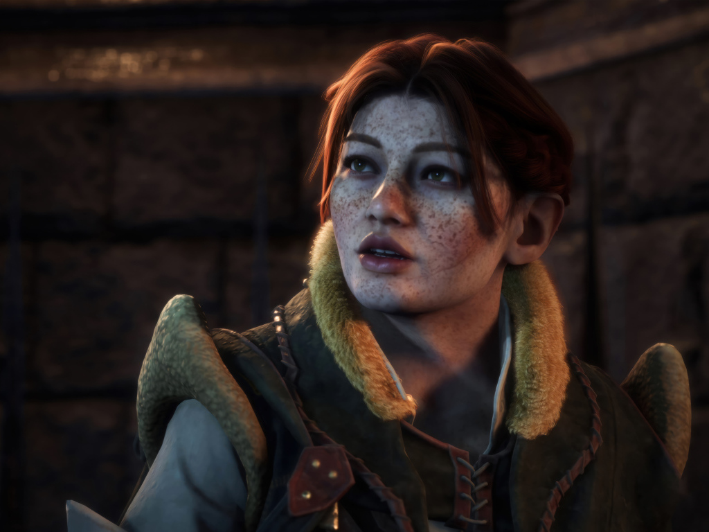 Девушка с веснушками персонаж компьютерной игры Dragon Age: The Veilguard, 2024