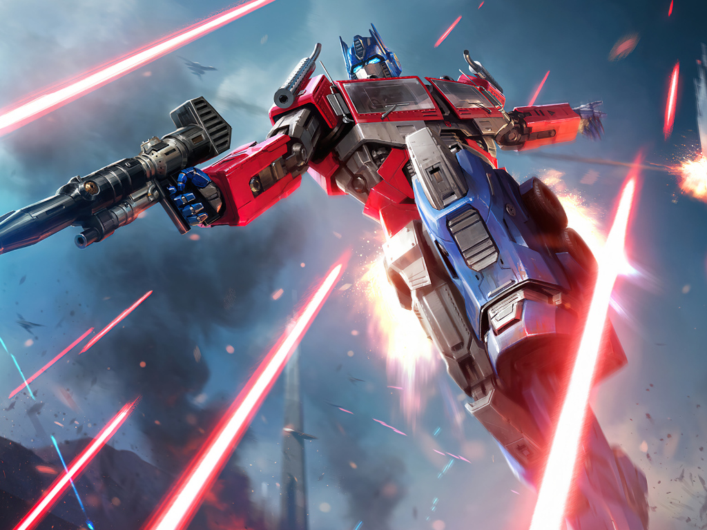 Робот с оружием в городе