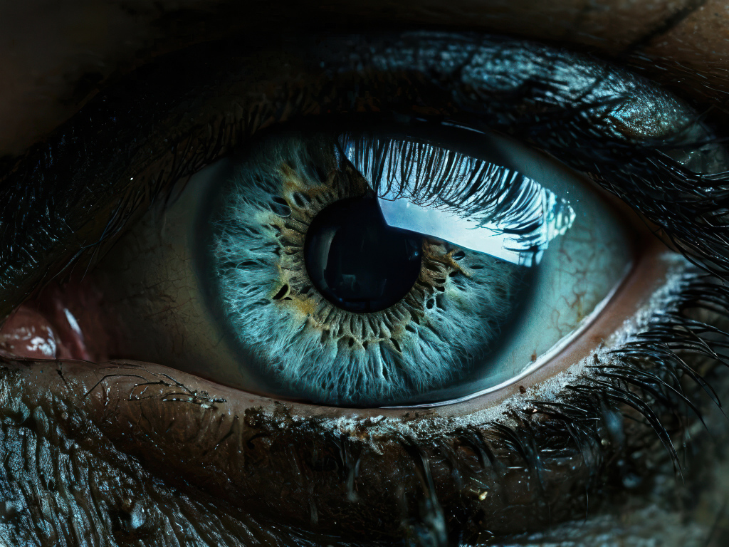 Накрашенный голубой женский глаз