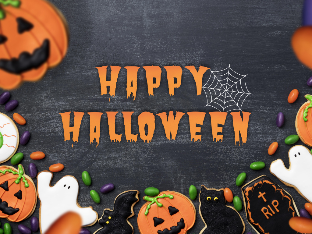 Поздравление на праздник Хэллоуин с надписью
