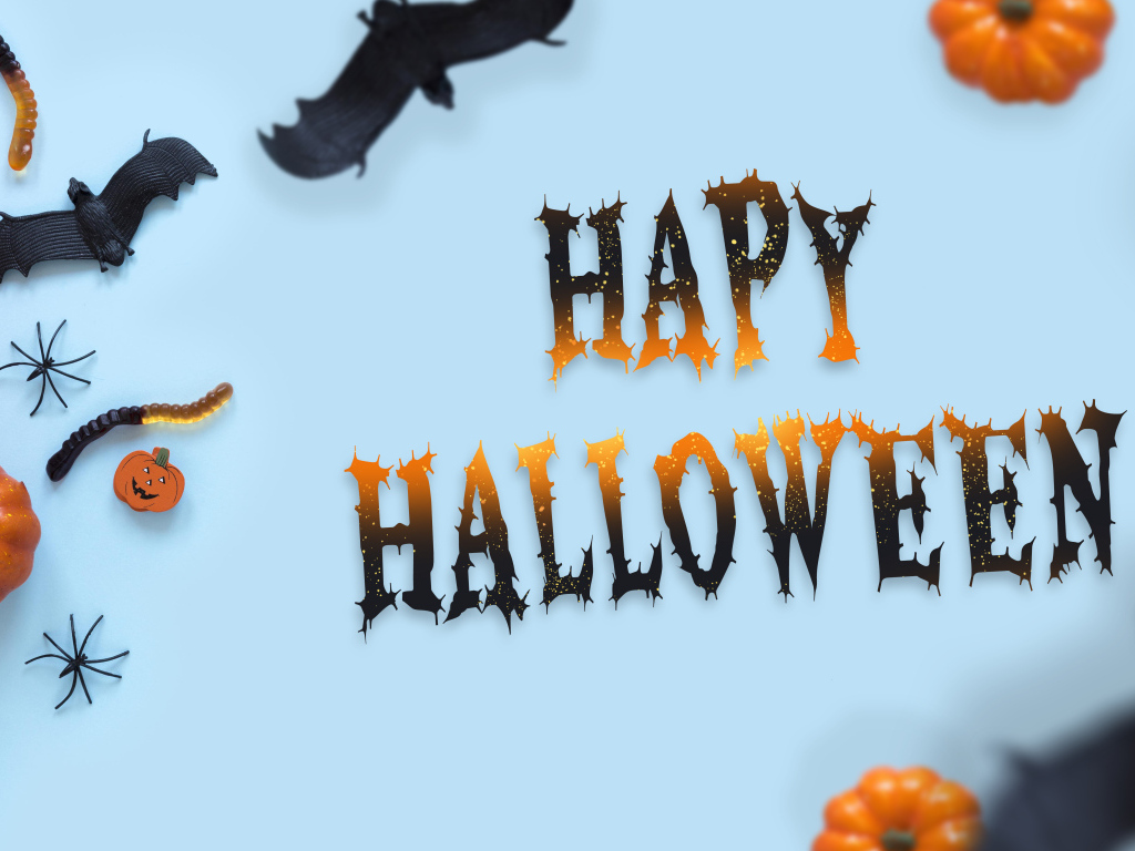 Баннер на Хэллоуин на голубом фоне