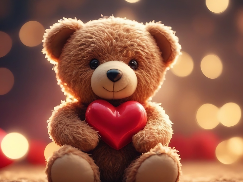 Милый игрушечный медвежонок с красным сердцем