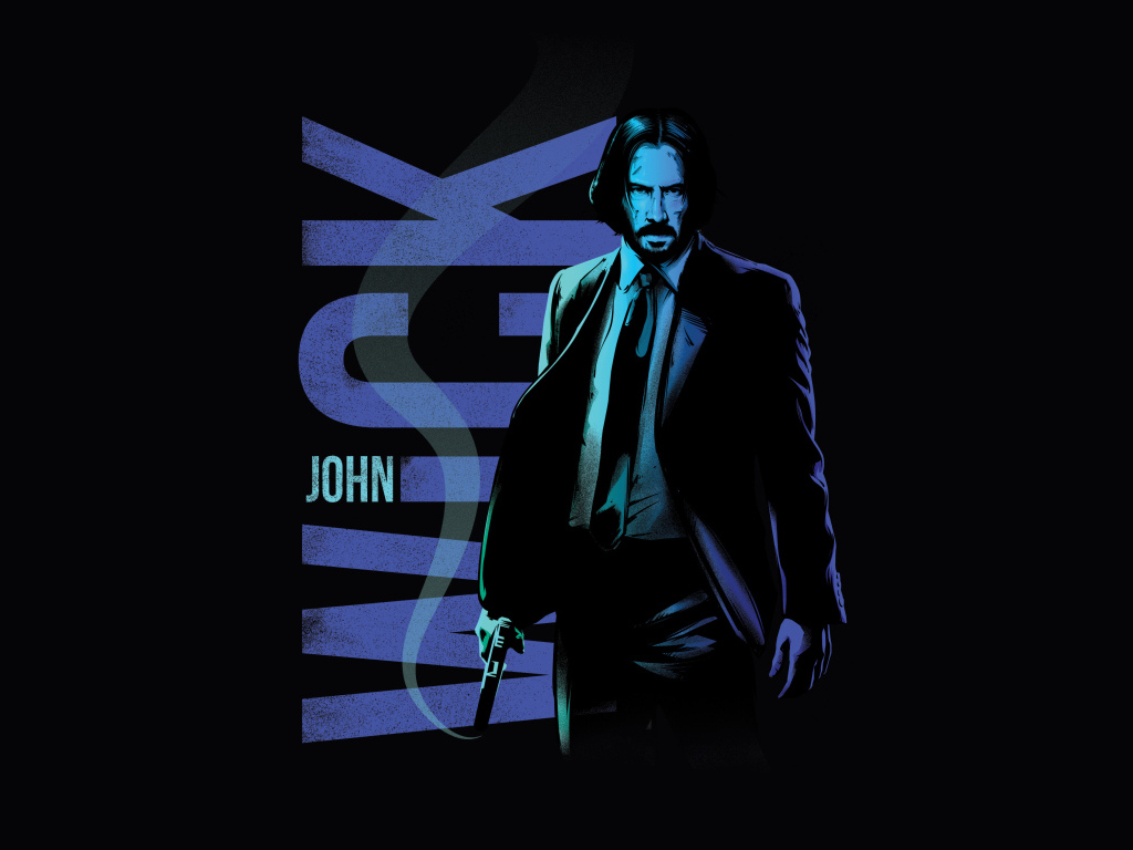 Арт постер фильма Джон Уик на черном фоне