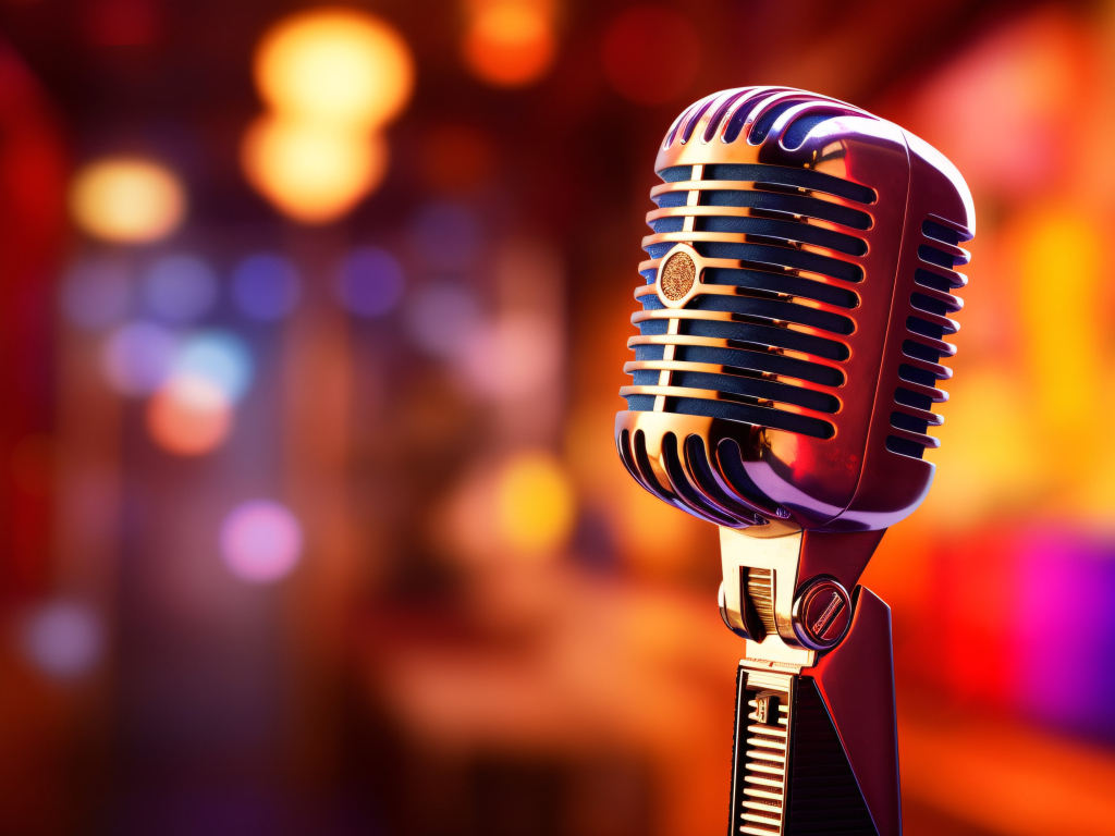 Красивый ретро микрофон крупным планом