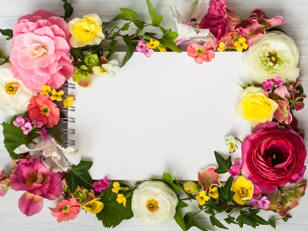 Красивая рамка с цветами и карандашом