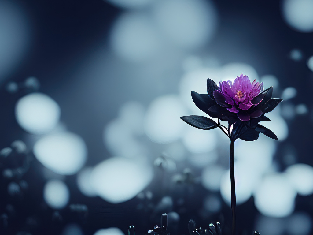 Маленький фиолетовый цветок крупным планом