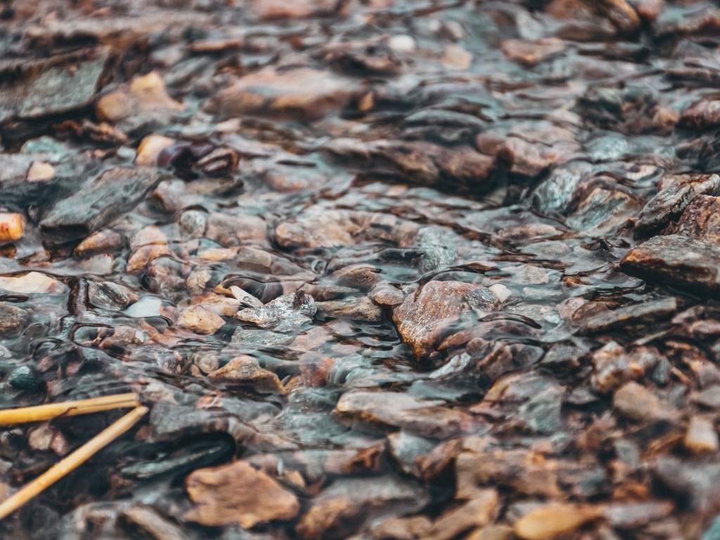 Мелкая река с камнями