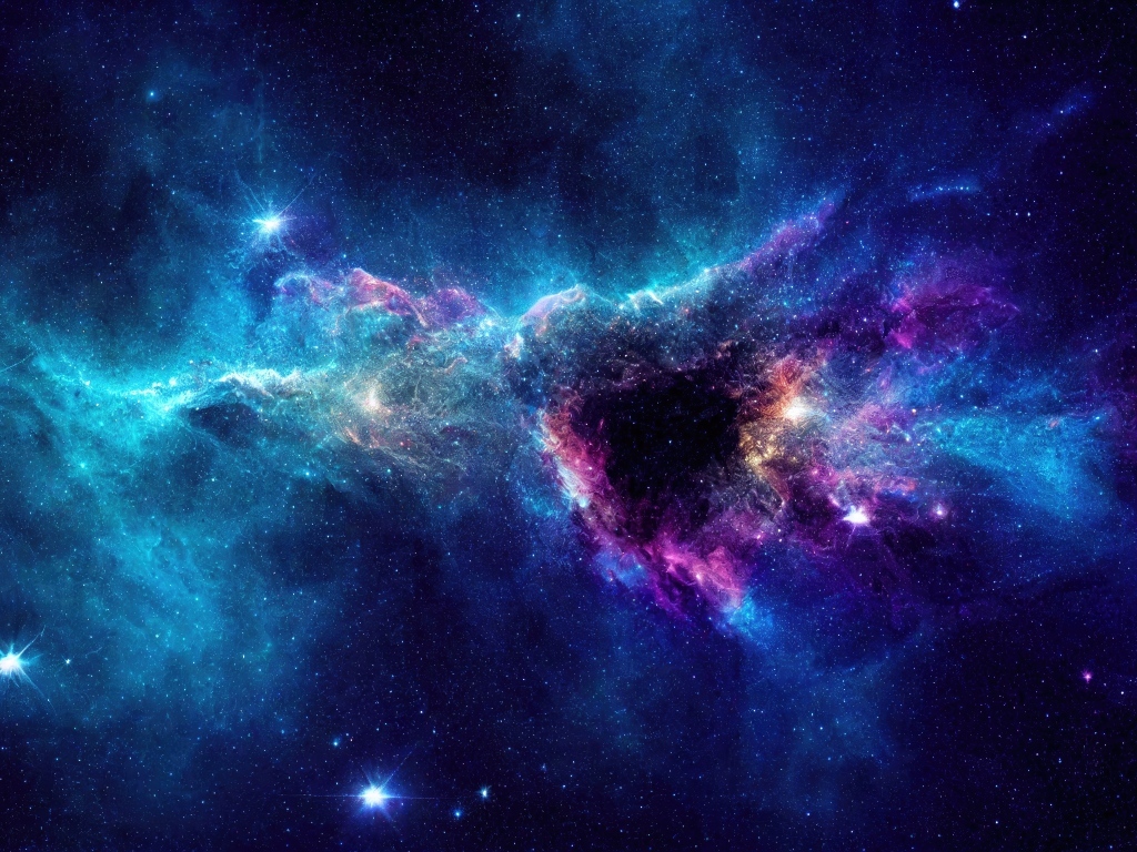 Яркая космическая туманность со звездами