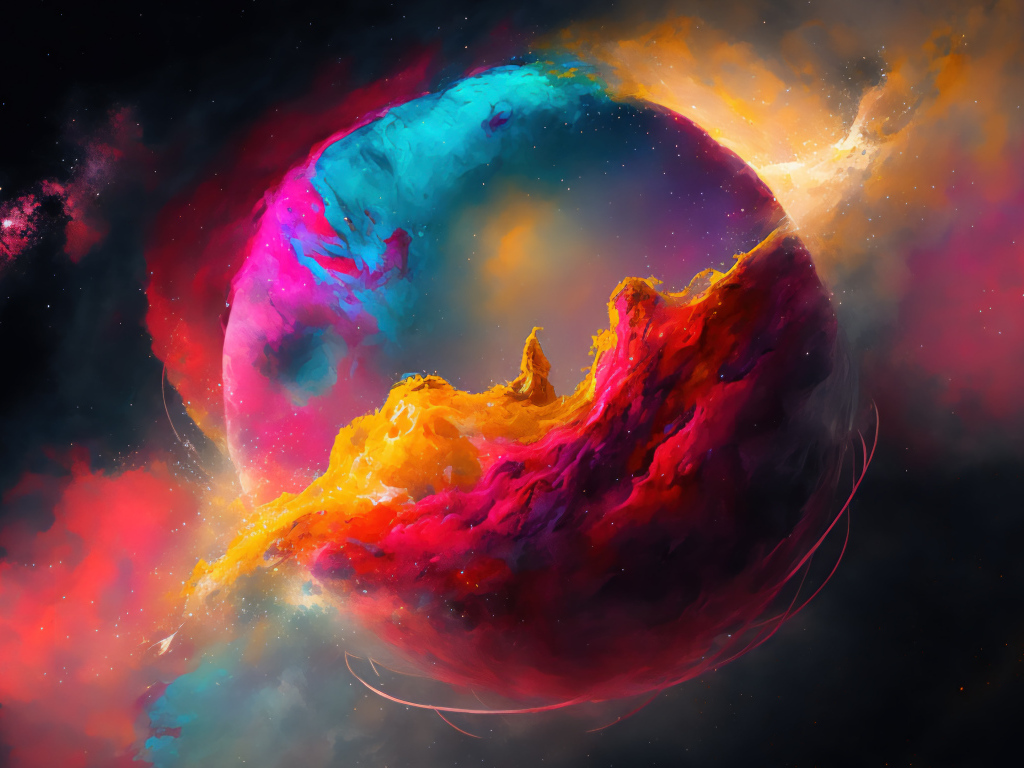 Планета в разноцветных облаках 