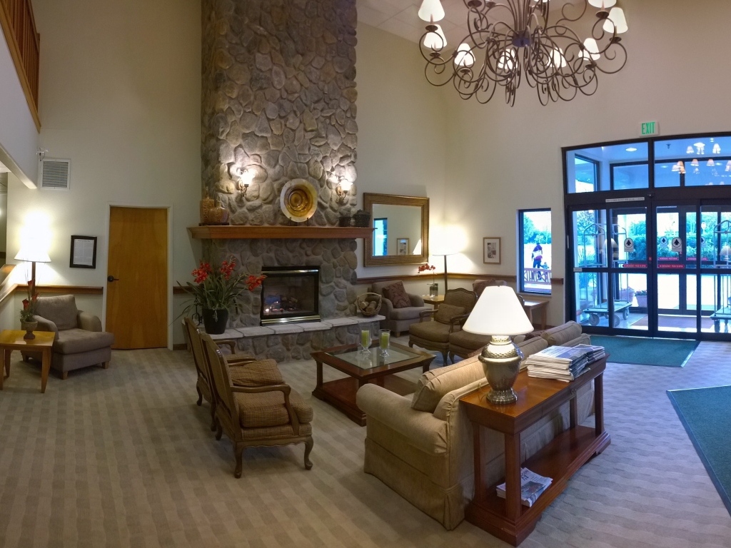 Красивая мебель в гостиной с камином