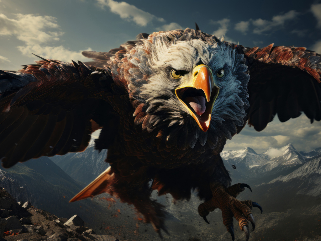 Большой хищный орел готовится напасть