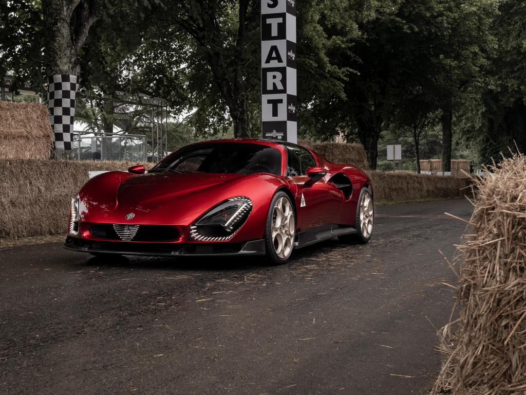 Красный автомобиль Alfa Romeo 33 Stradale