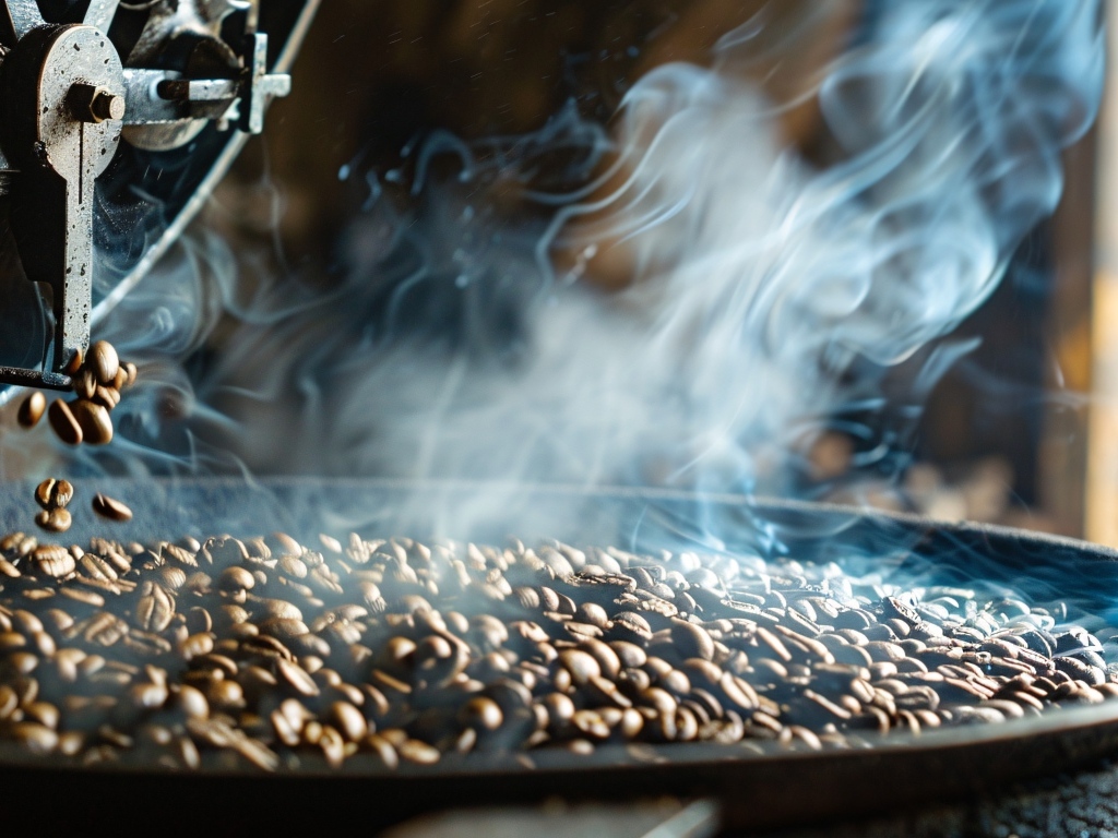 Ароматные кофейные зерна жарят на сковороде 