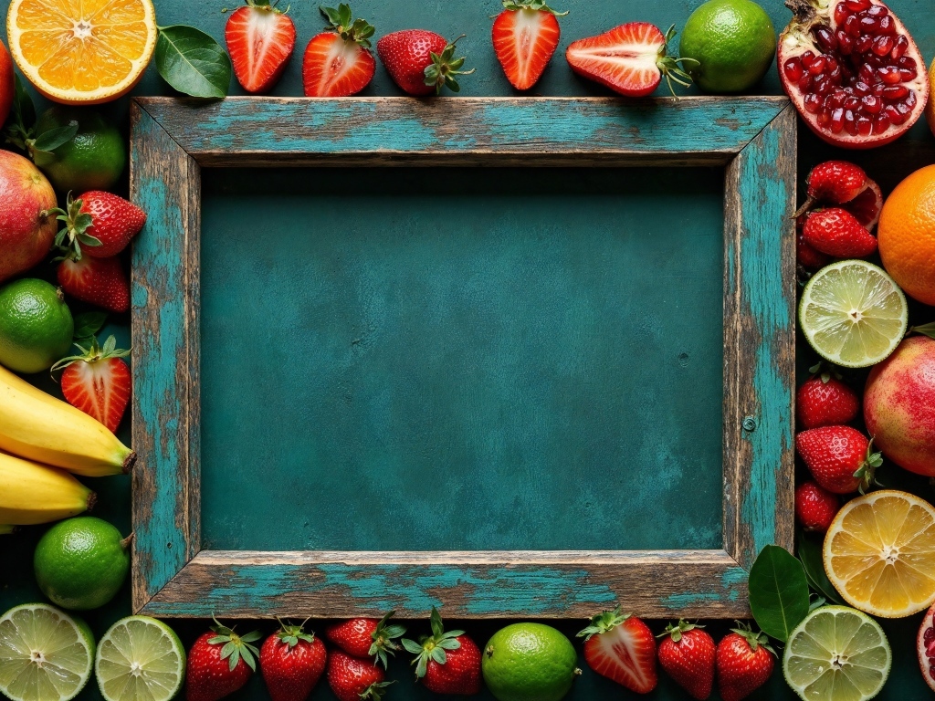 Рамка с фруктами и ягодами фон для открытки