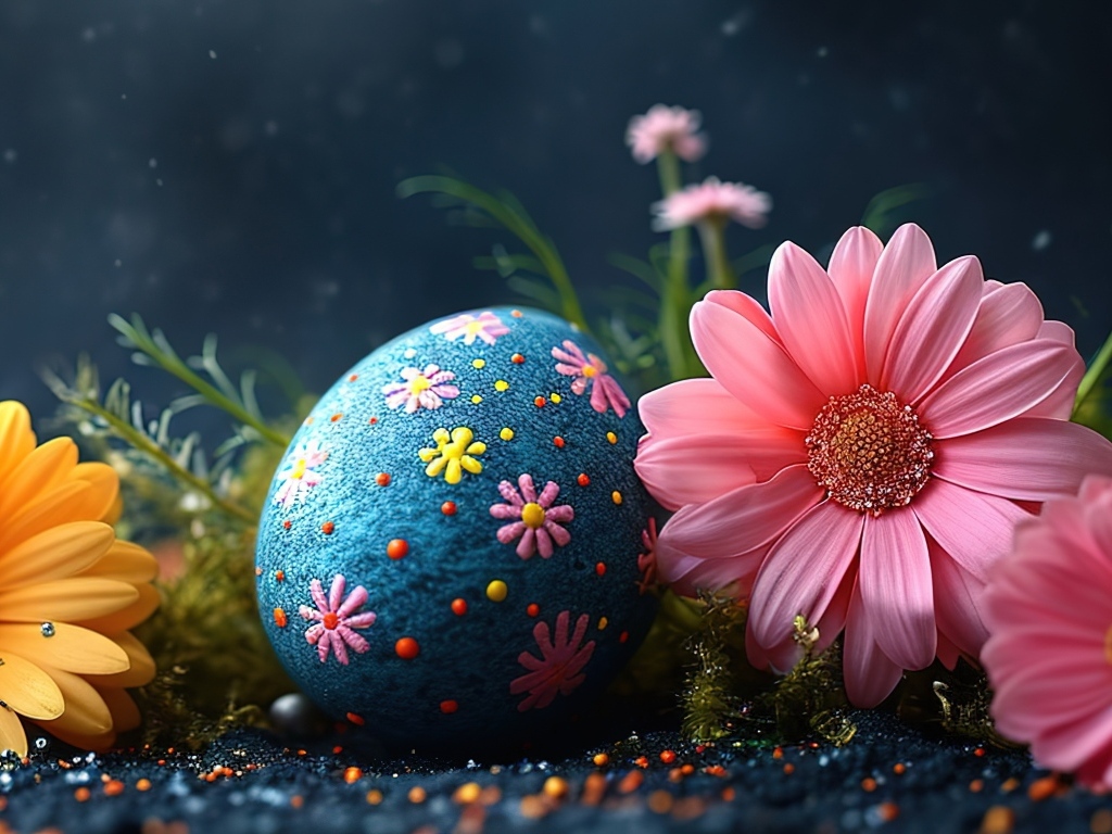 Пасхальное яйцо с цветами герберы