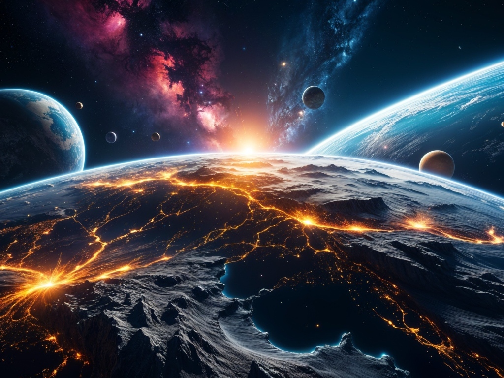 Вспышки на планете Земля вид с космоса