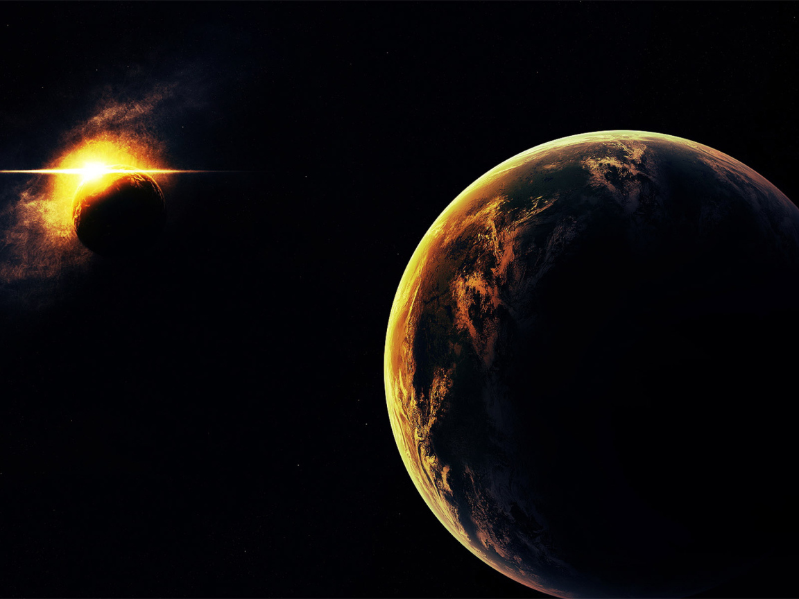 Солнечное затмение / Вид из космоса