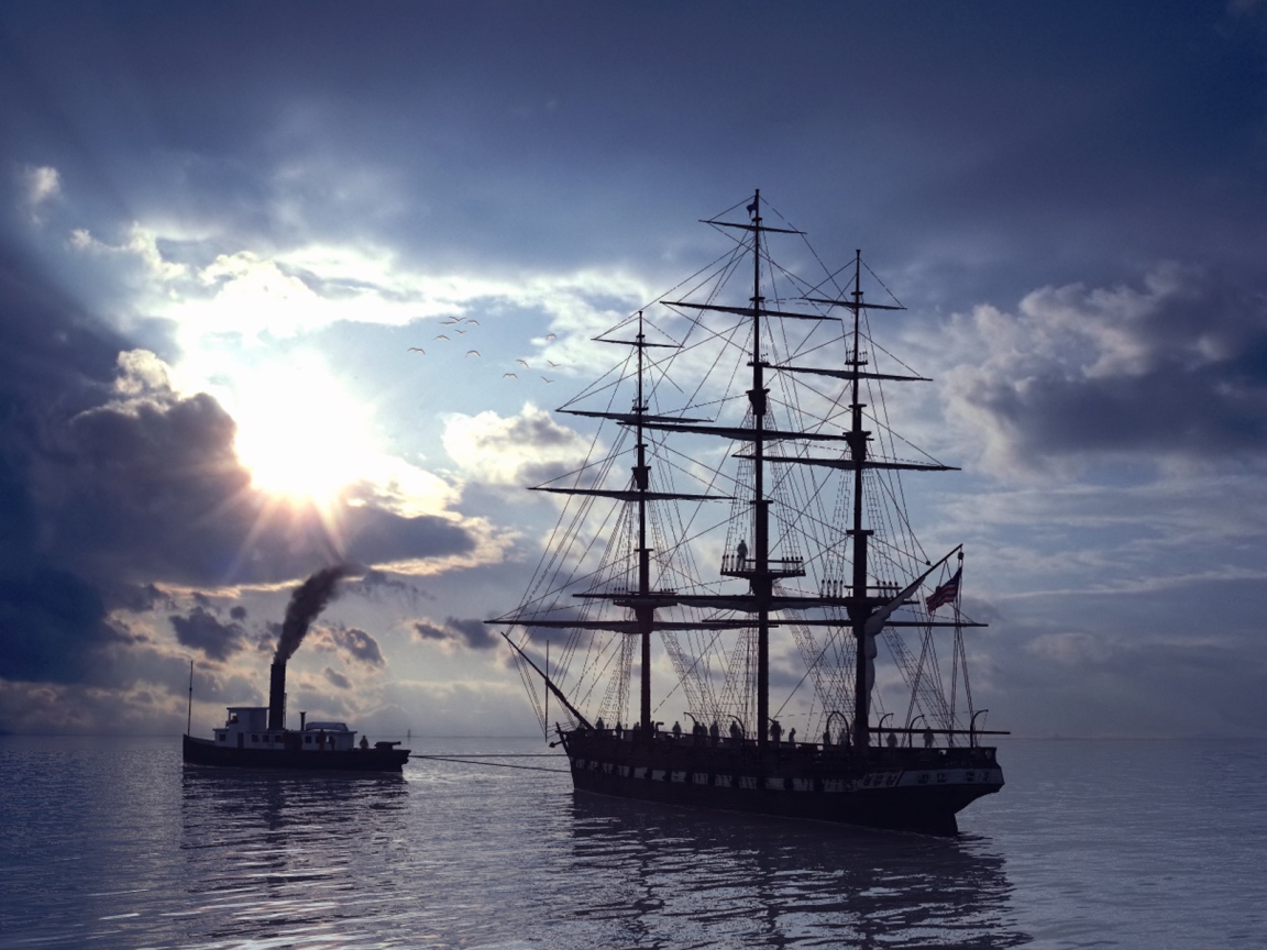 Трехмачтовый парусник