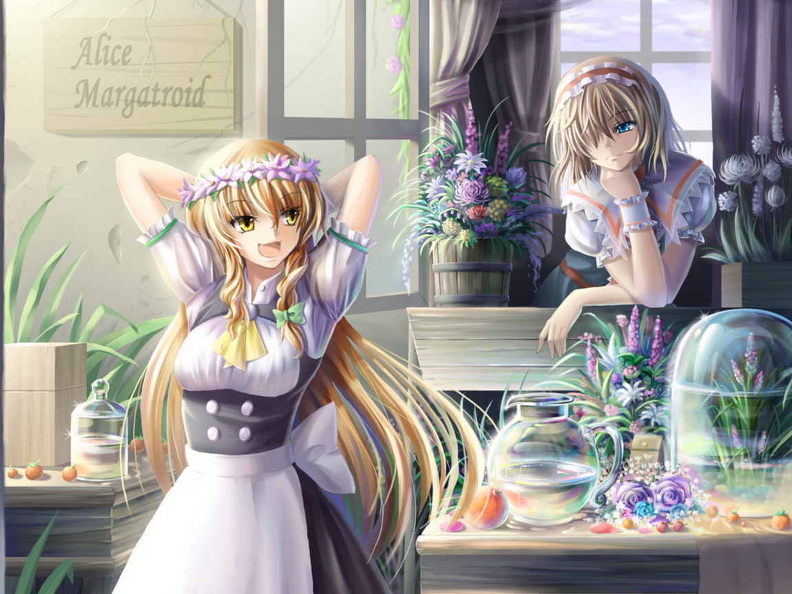 Девчонки в цветочном магазине