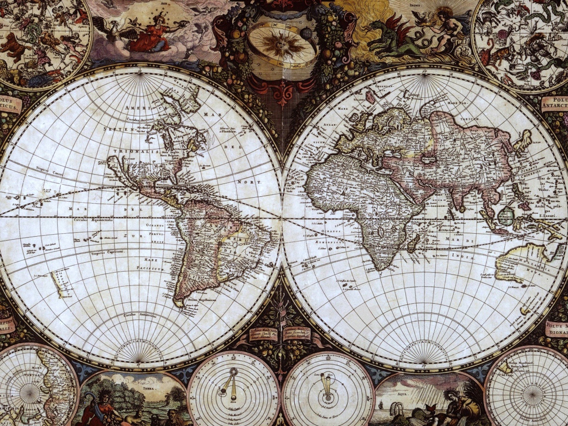 Старинная карта мира