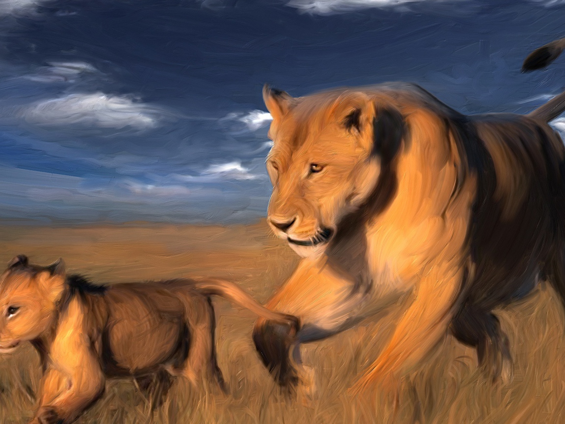 Львицы в саванне