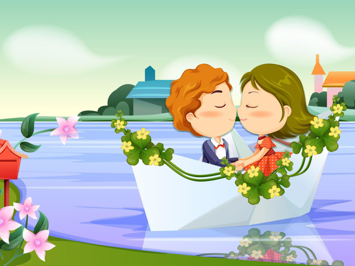 Влюбленные на лодочке