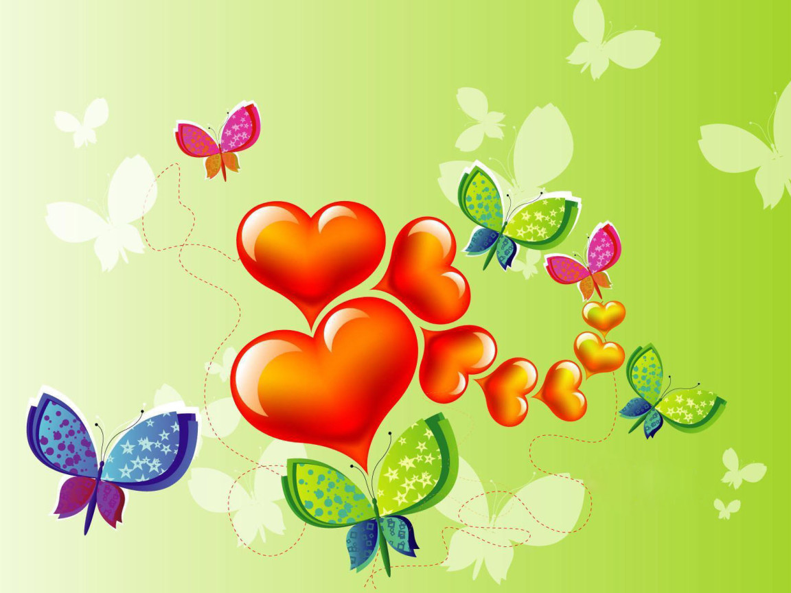 Бабочки и сердечки