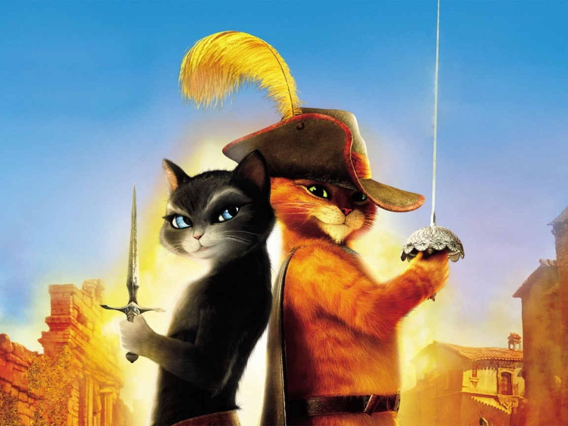 Кот в сапогах и кошка