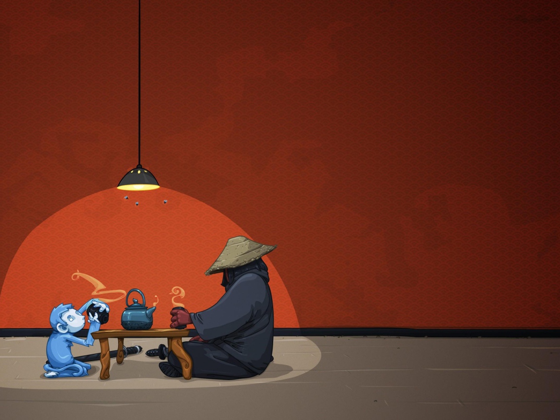 Чайная церемония с обезьяной