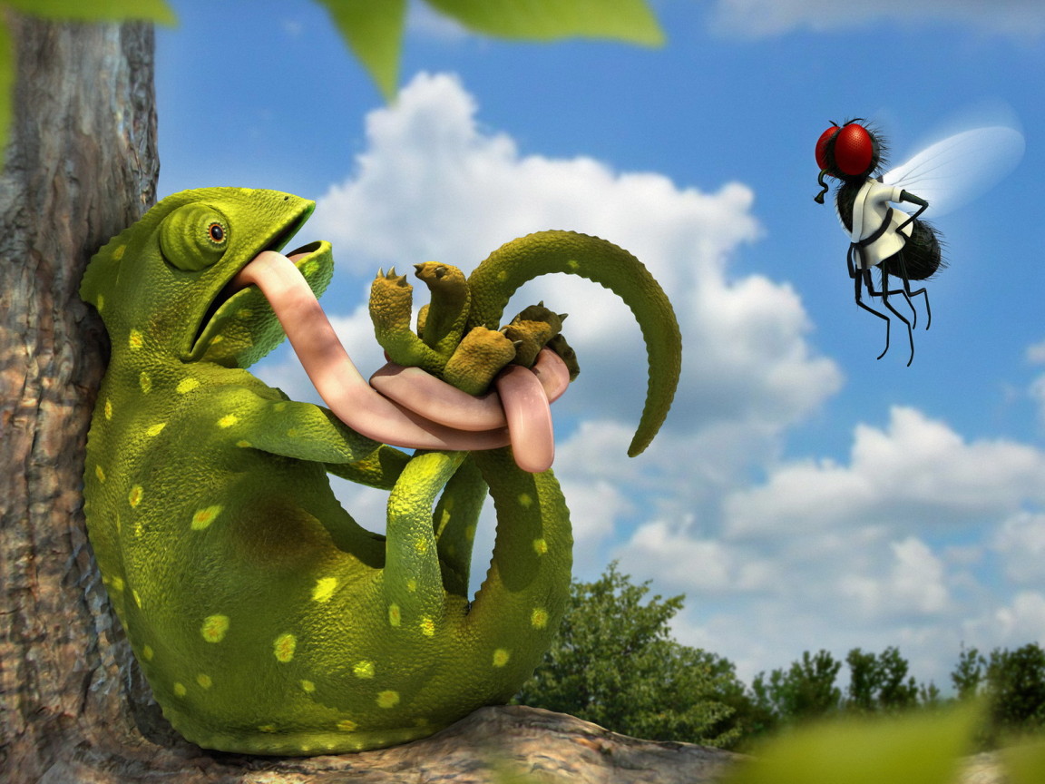 Хамелеон и муха
