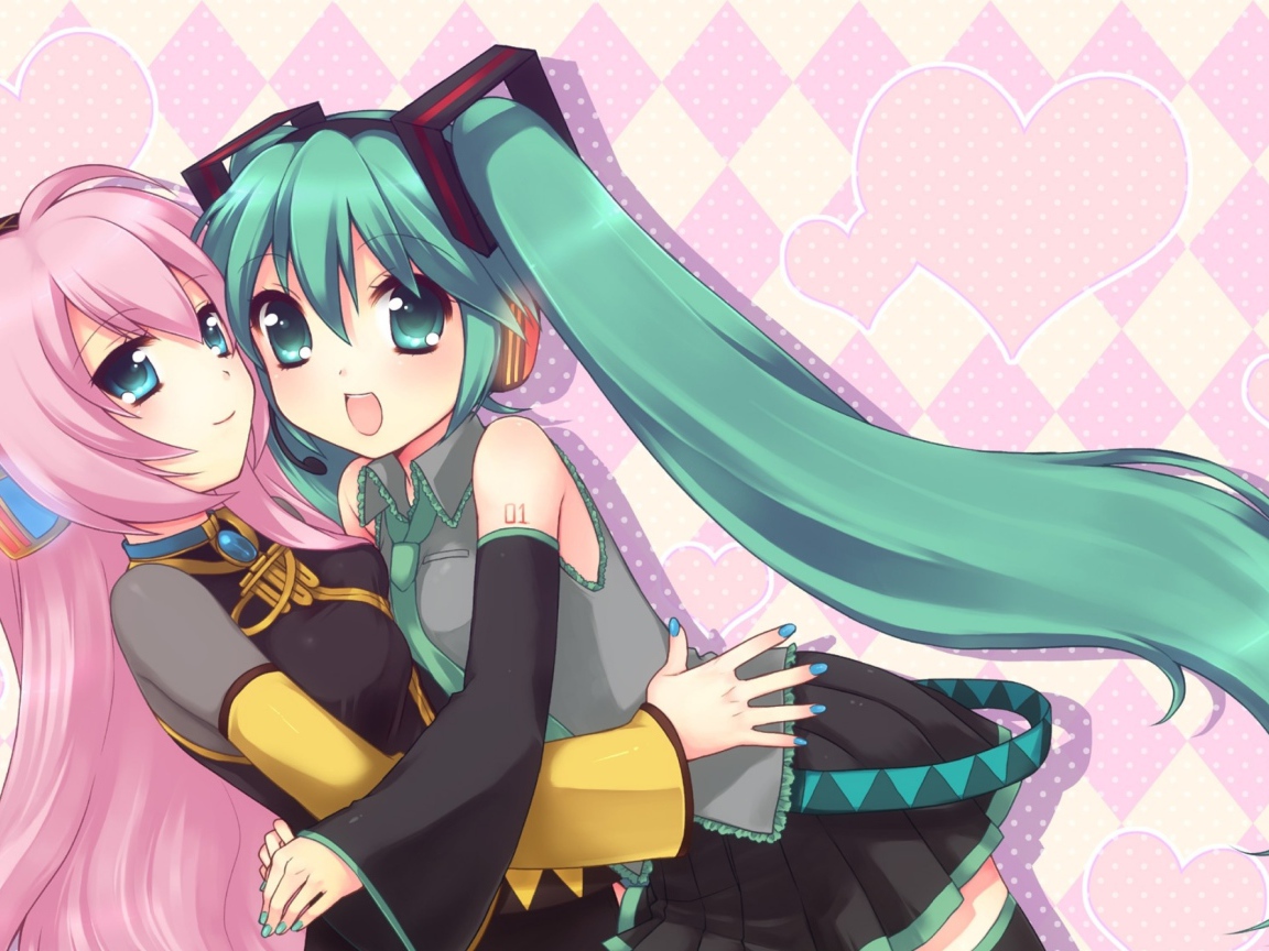 Аниме девочки обнимаются