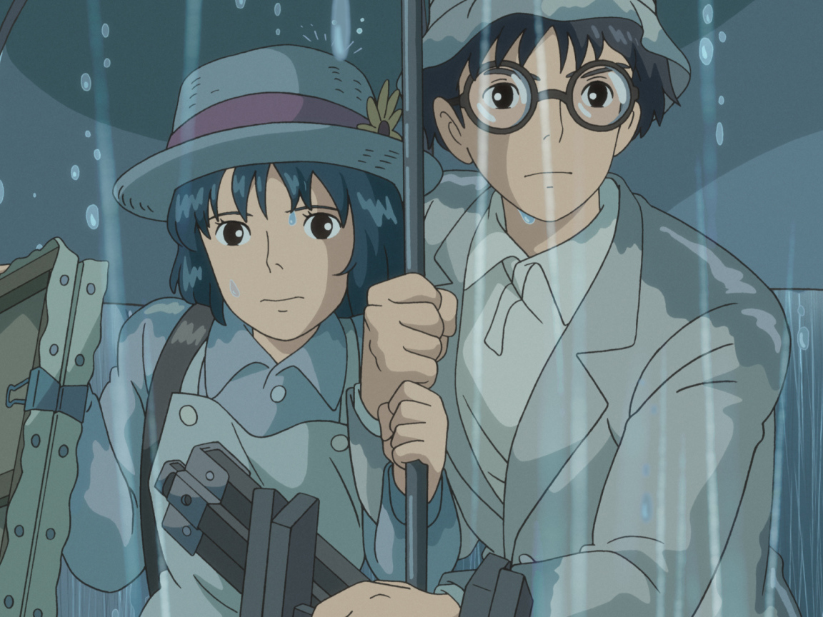 Miyazaki's anime cartoon The wind rises, heroes in the rain