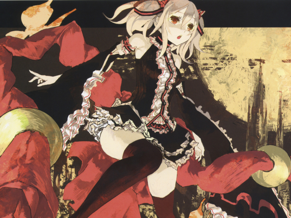 Аниме девушка в черном платье