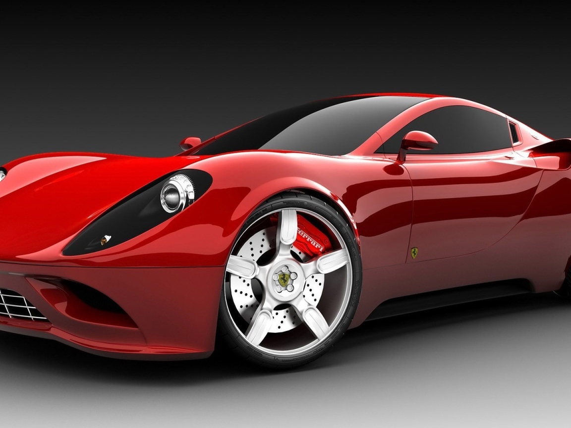 Красный спортивный автомобиль с белыми колесами