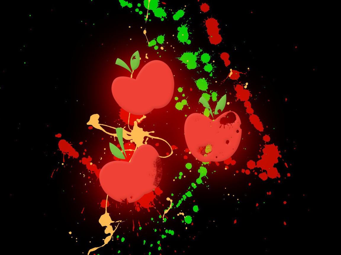 Три яблока на черном фоне