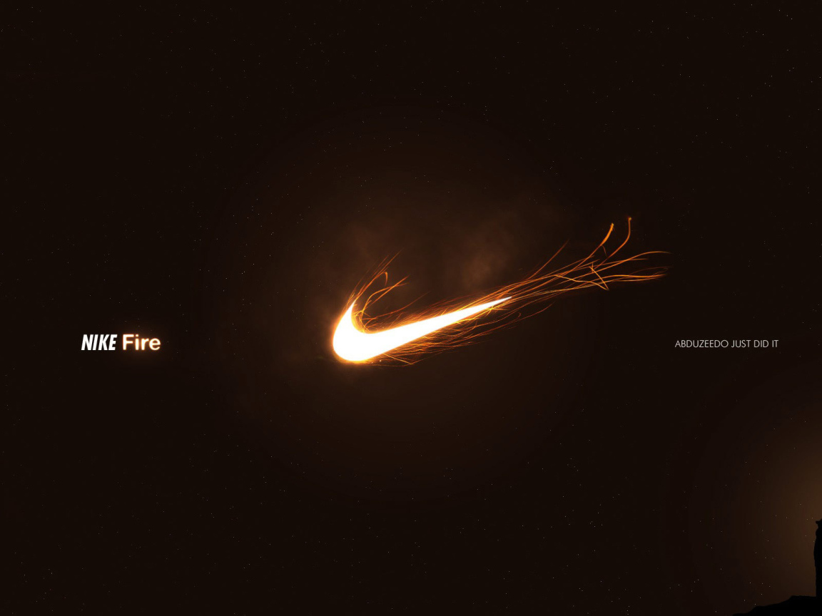 Nike логотип в огне