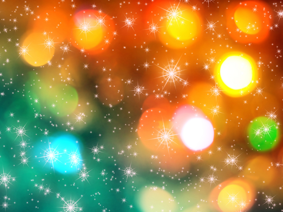 Яркие огни на разноцветном фоне на рождество