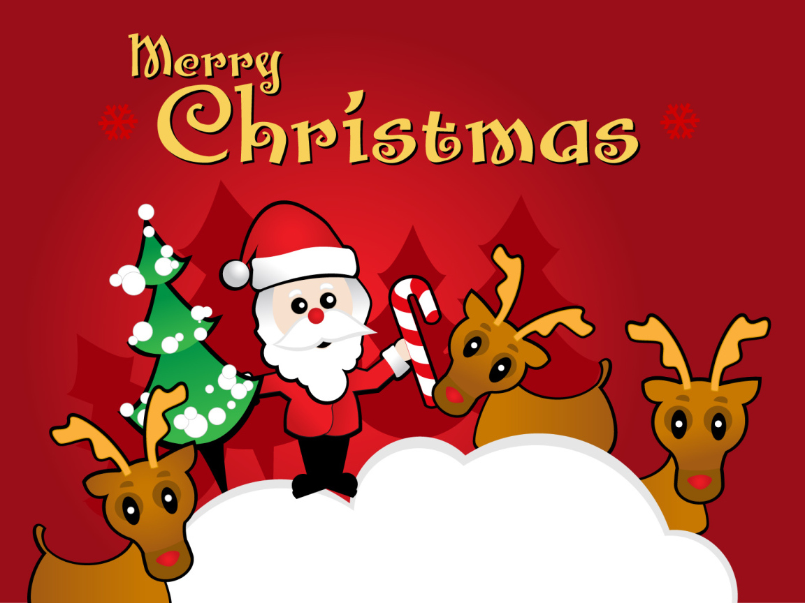 Дед Мороз и смешные олени на рождество