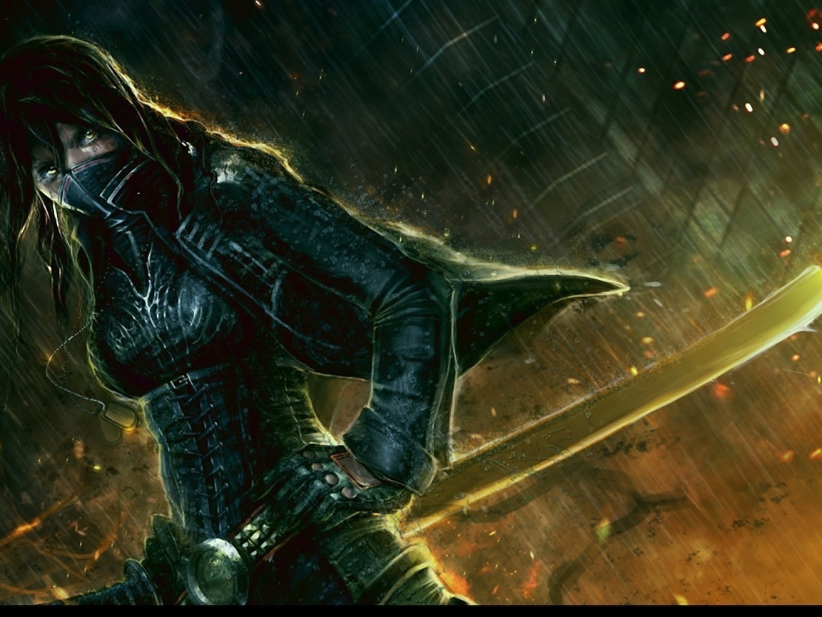 Рисунок девушка с мечем