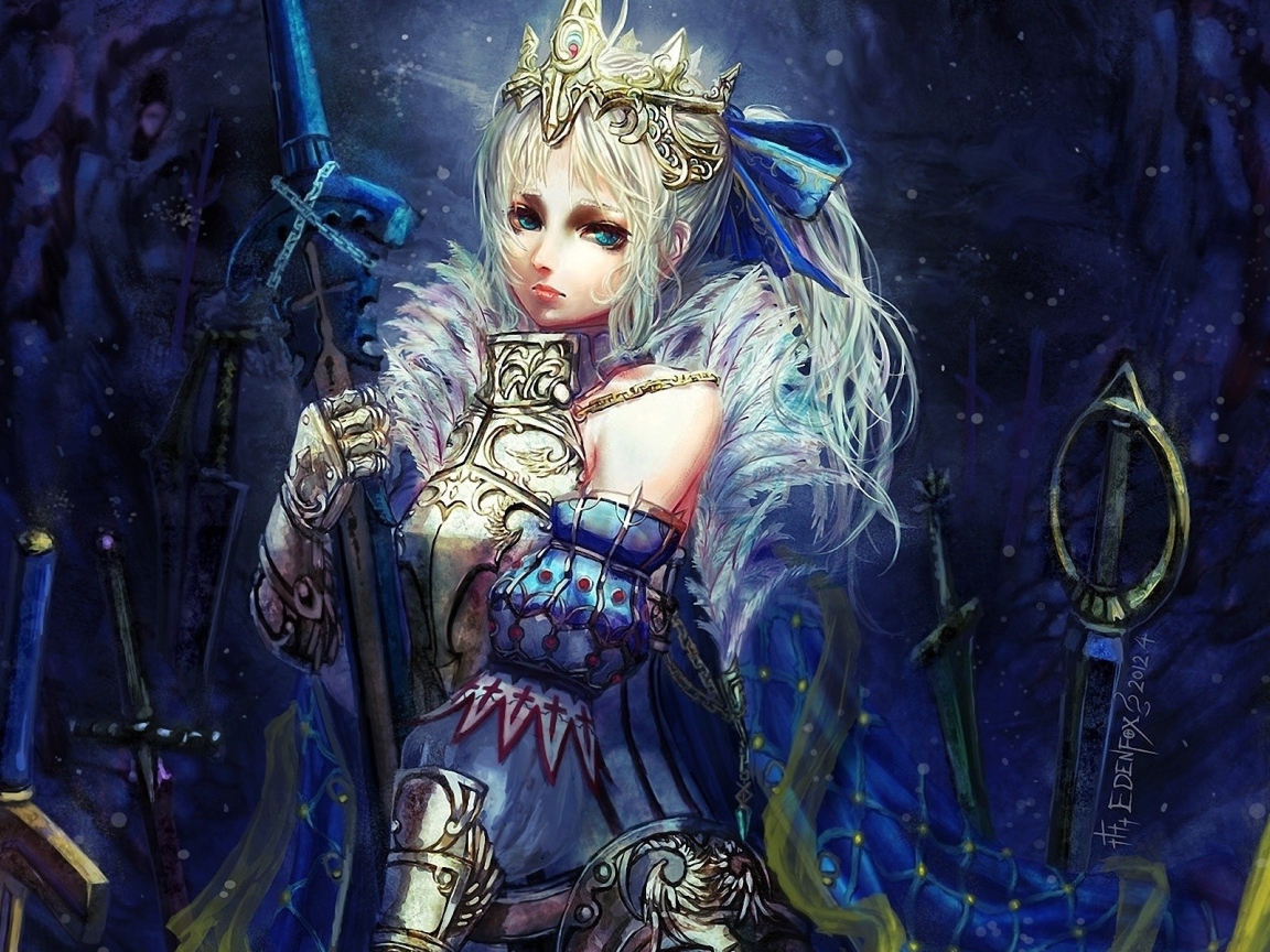 Девушка в доспехах с мечом