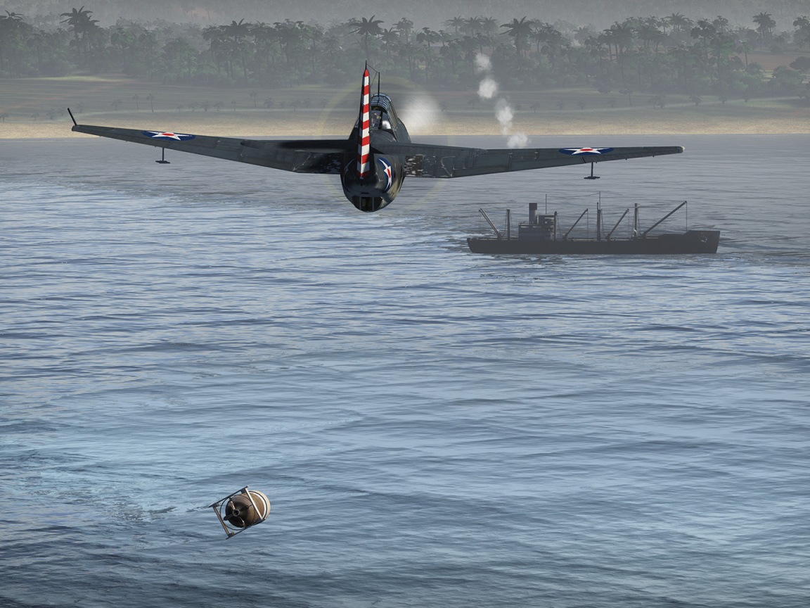 War Thunder самолет направляется к судну
