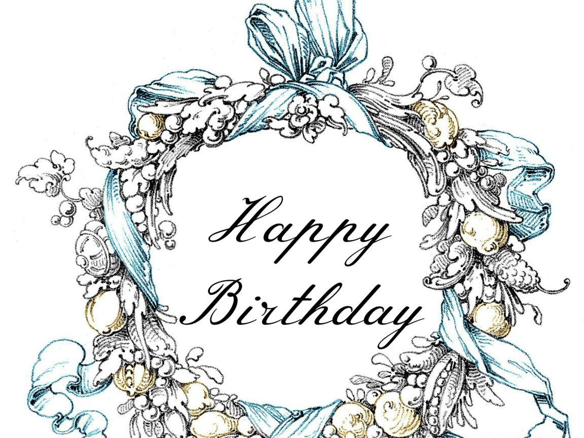 Поздравительная картинка на день рождения, белый фон