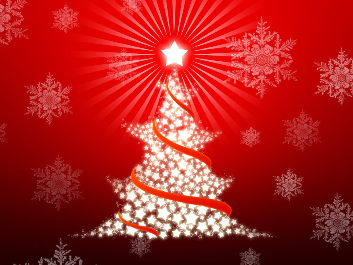 Новогодняя ёлка на красном фоне