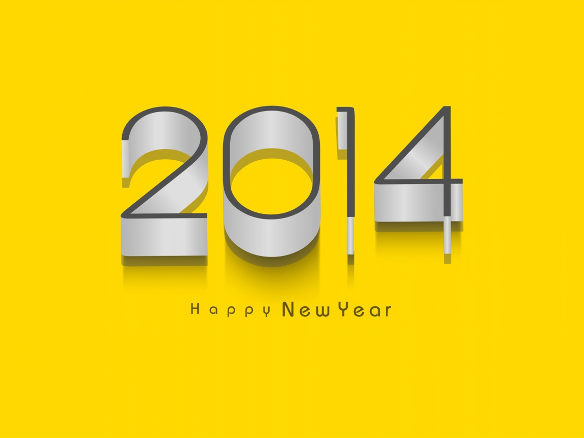 Счастливого нового 2014 года, жёлтый фон