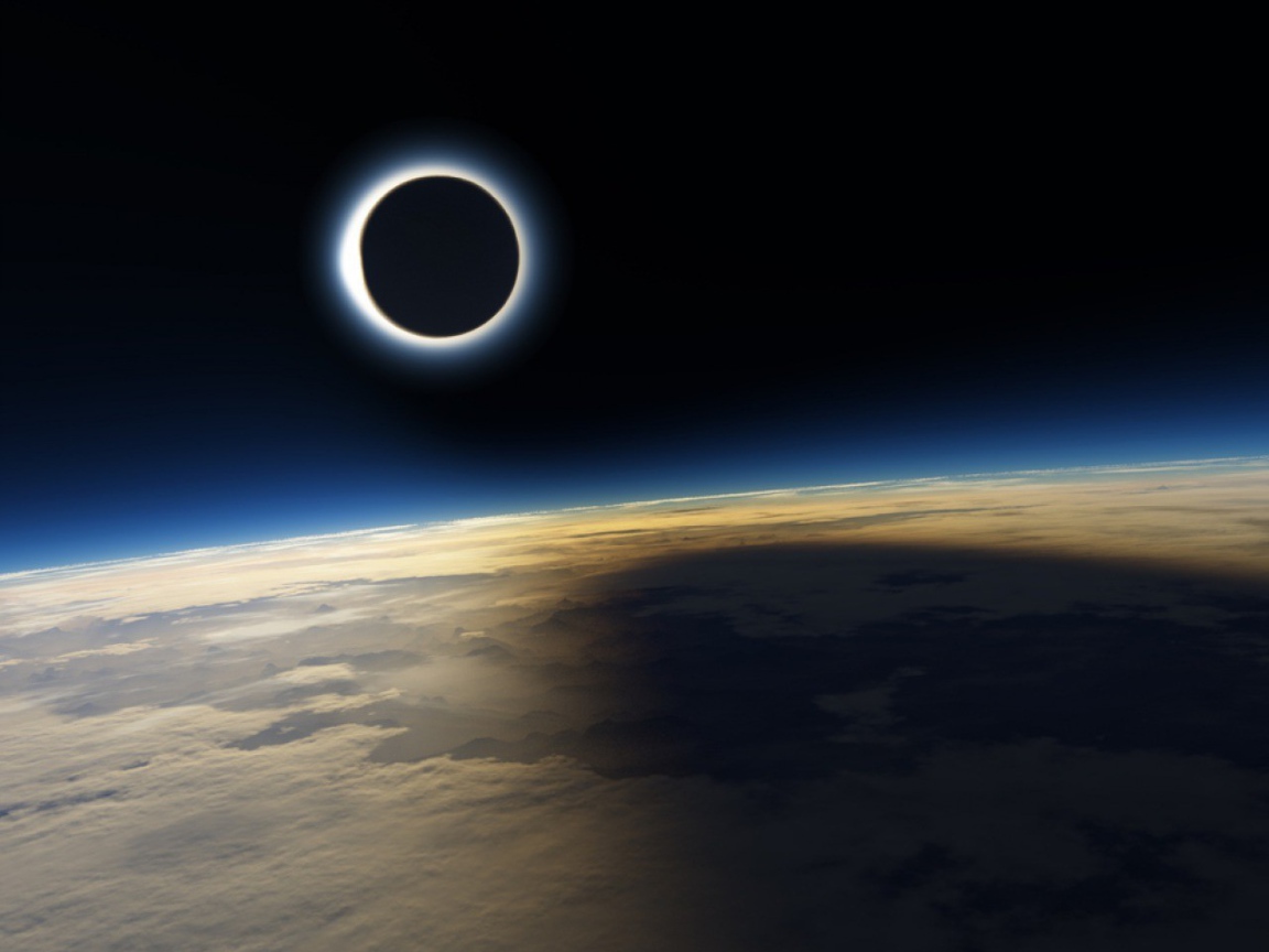 Солнечное затмение из космоса