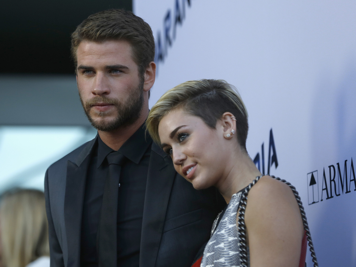 Красивые Майли Сайрус и Лиам Хемсворт, новая стрижка 2013