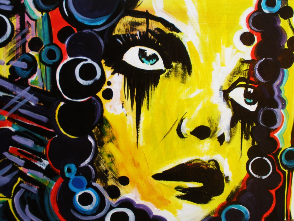 Bright graffiti, the girl's face