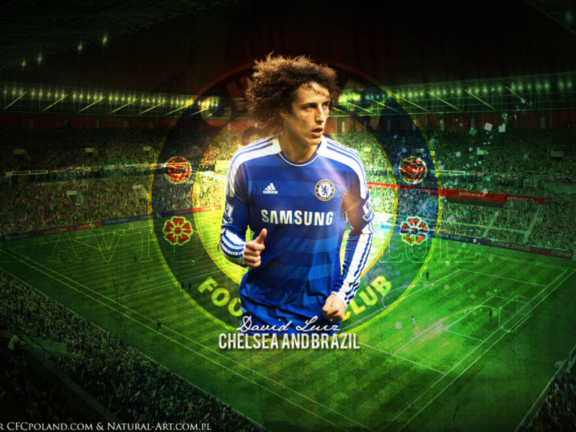 Челси Давид Луис на фоне стадиона